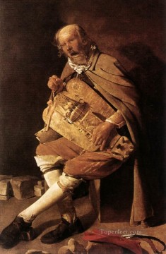  Georges Works - The Hurdy gurdy Player candlelight Georges de La Tour